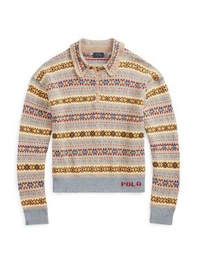 Polo Ralph Lauren • Fair Isle Long-Sleeve Polo sweater Nordic stripe jacquard